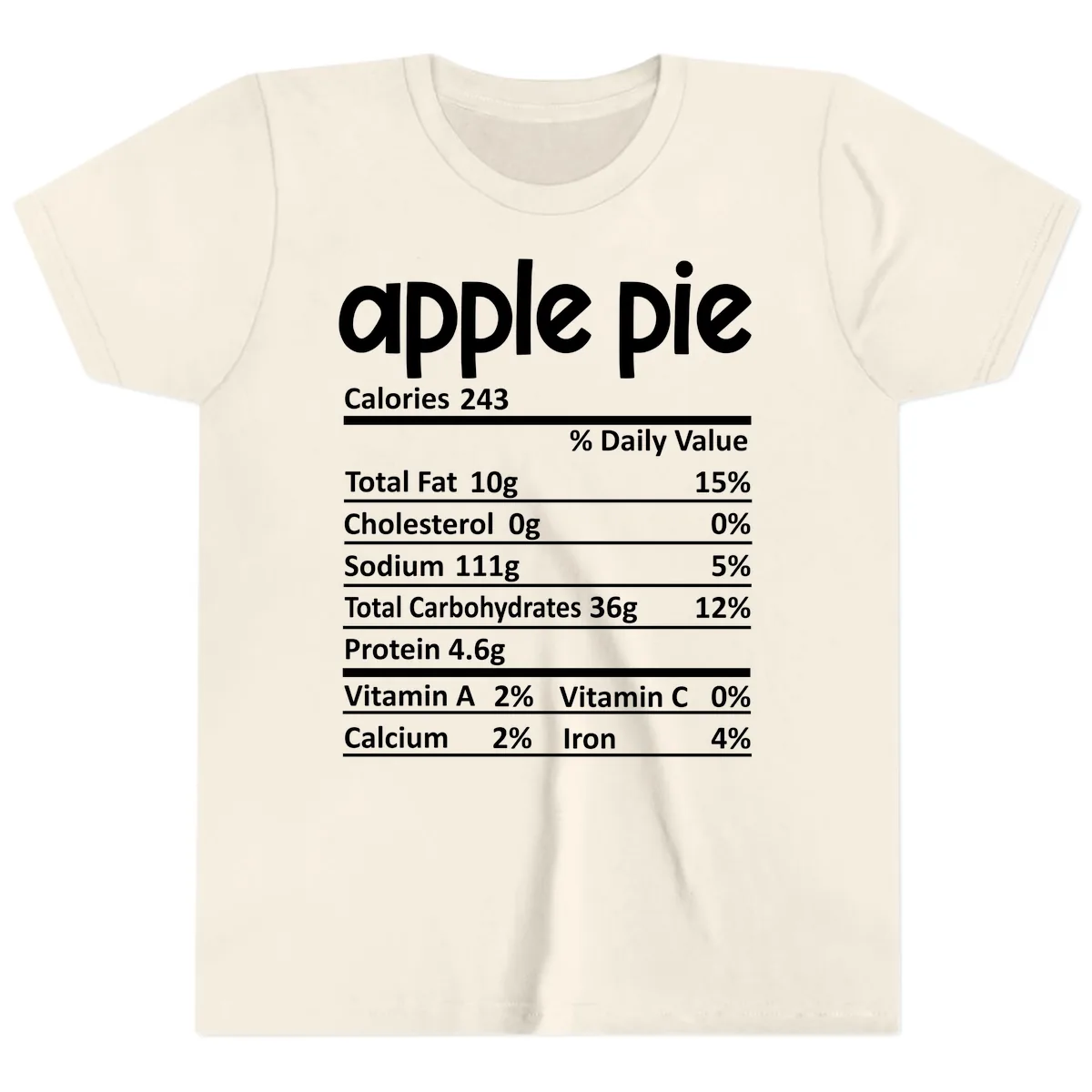 Apple Pie Nutrition Facts Youth T-Shirt in Natural