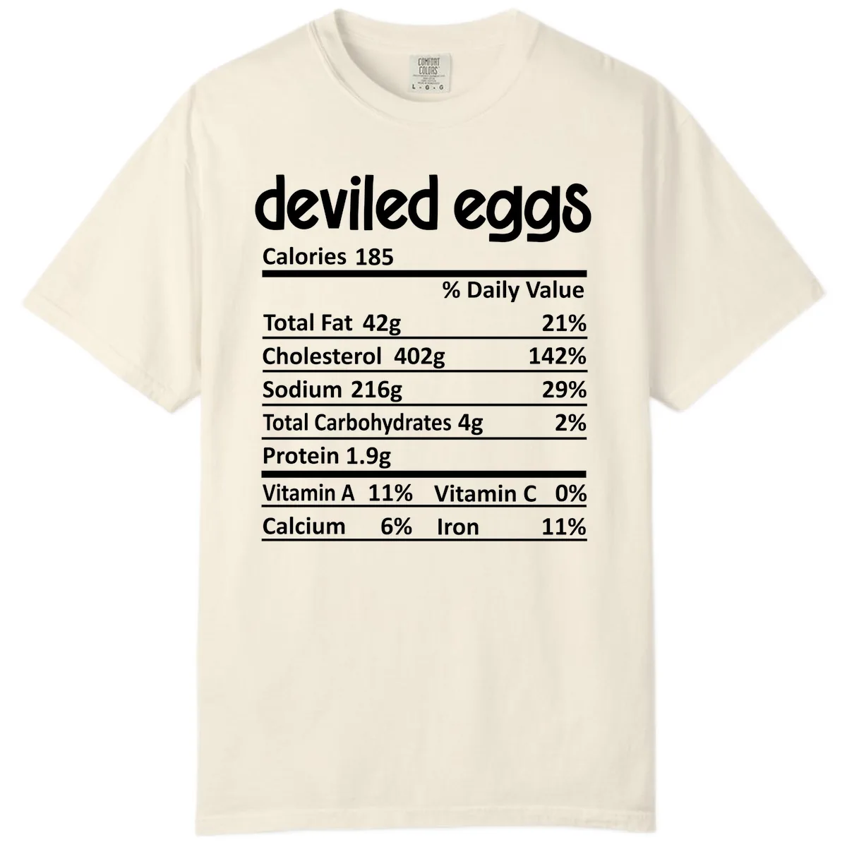 Deviled Eggs Nutrition Label Comfort Color in Ivory