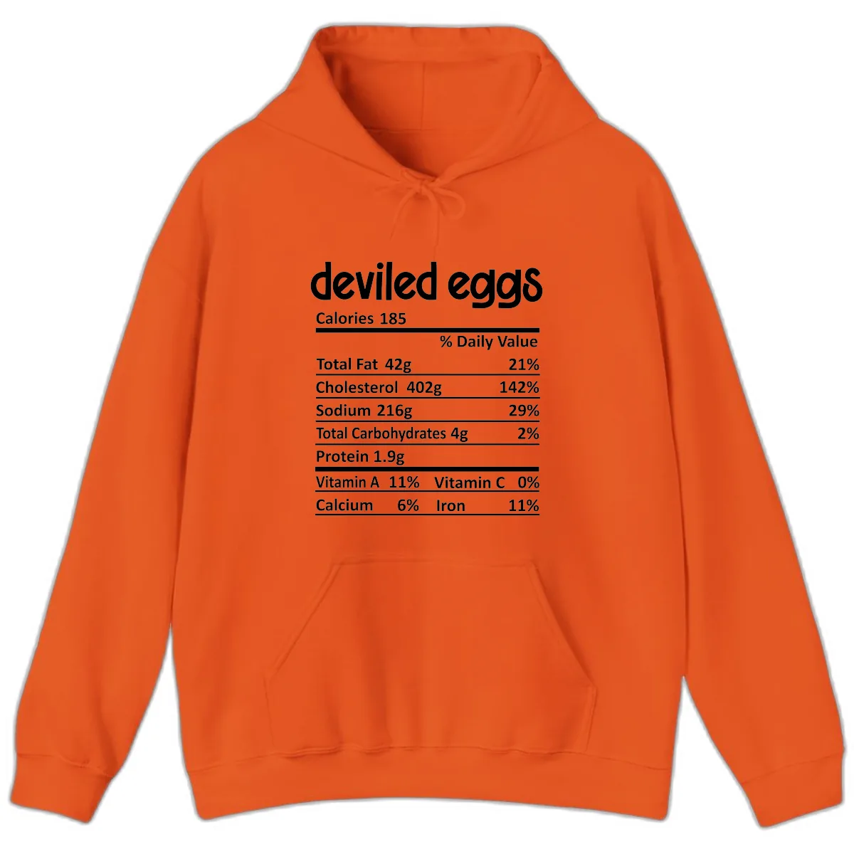 Deviled Eggs Nutrition Label Hoodie in Orange