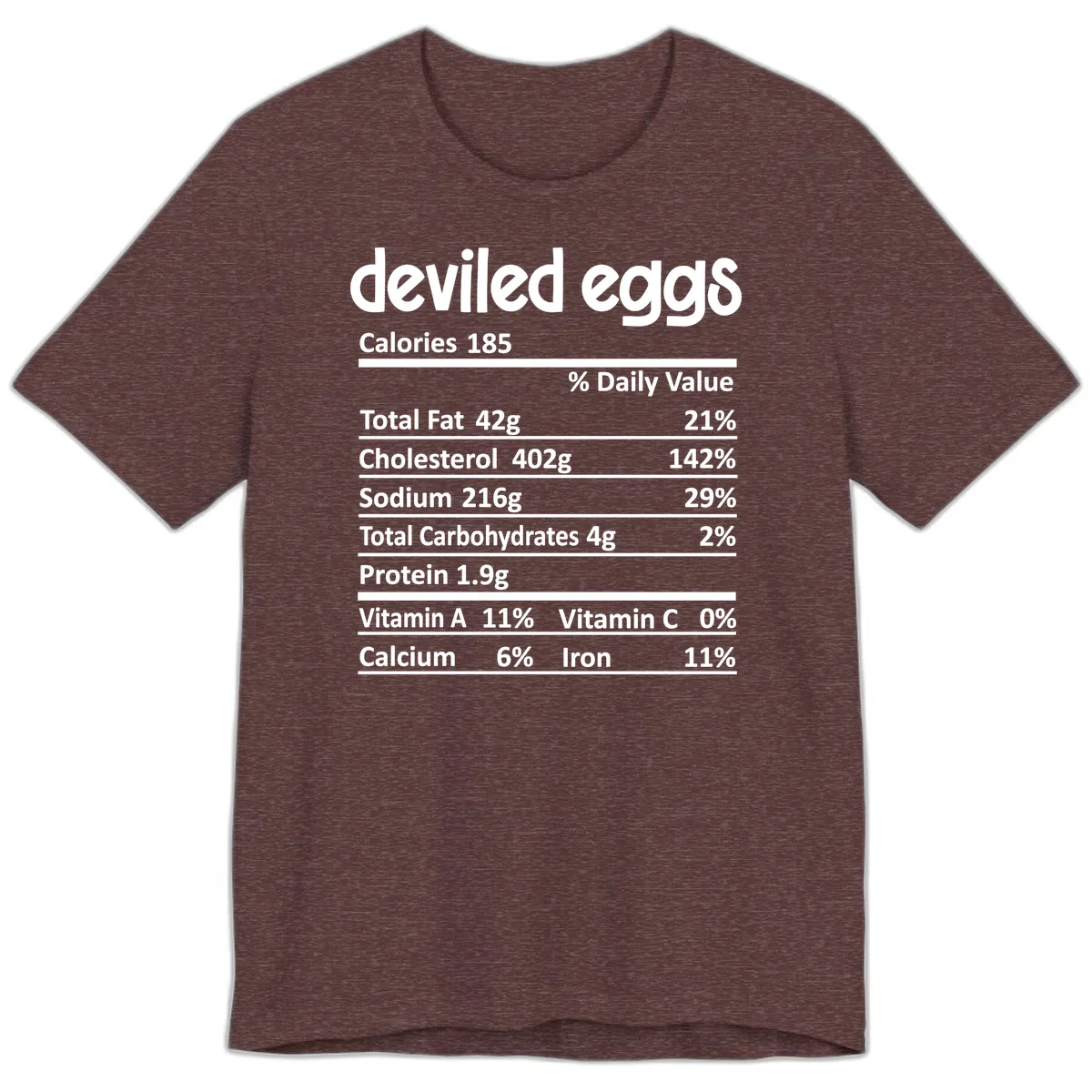 Deviled Eggs Nutrition Label Premium T-Shirt in Heather Maroon