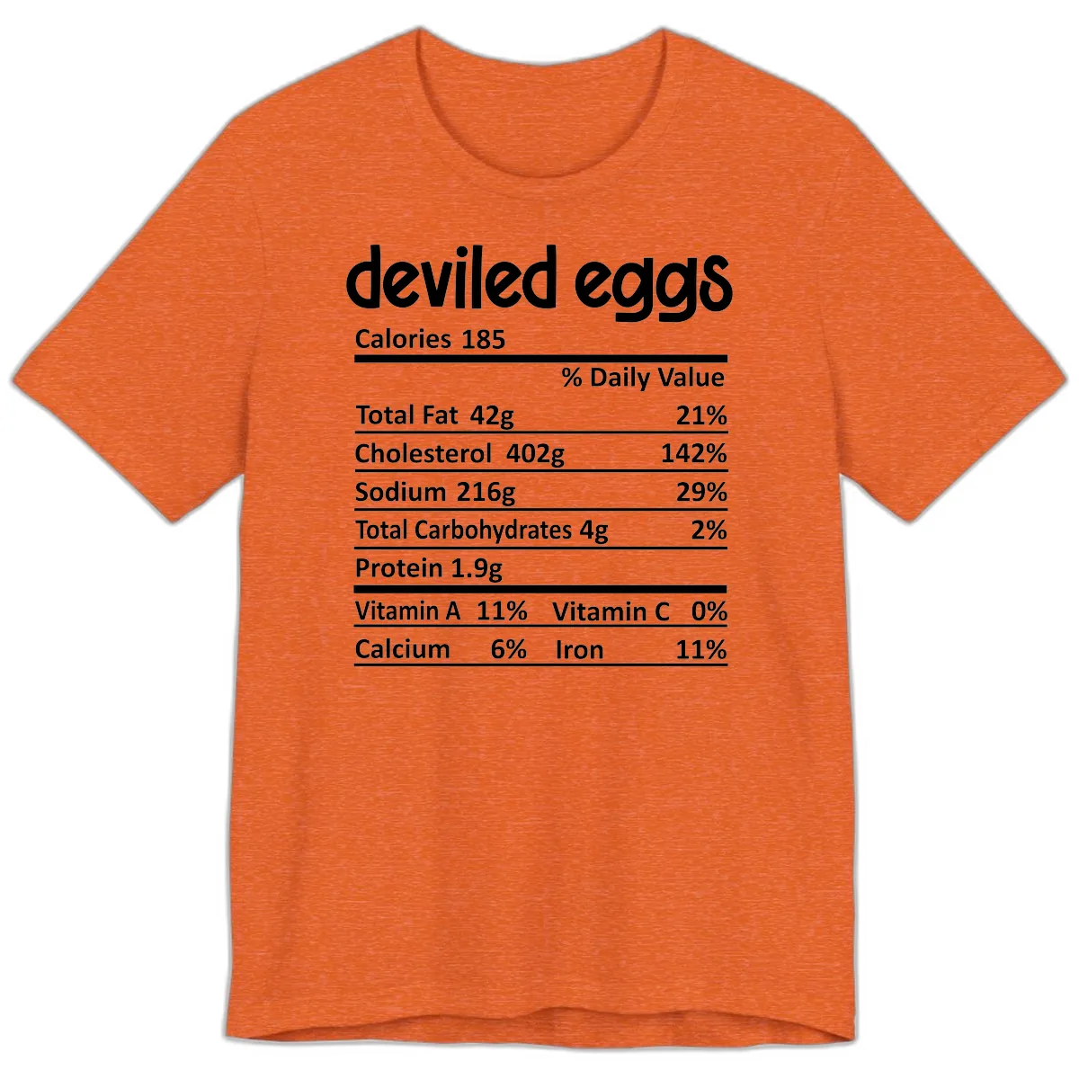 Deviled Eggs Nutrition Label Premium T-Shirt in Heather Orange