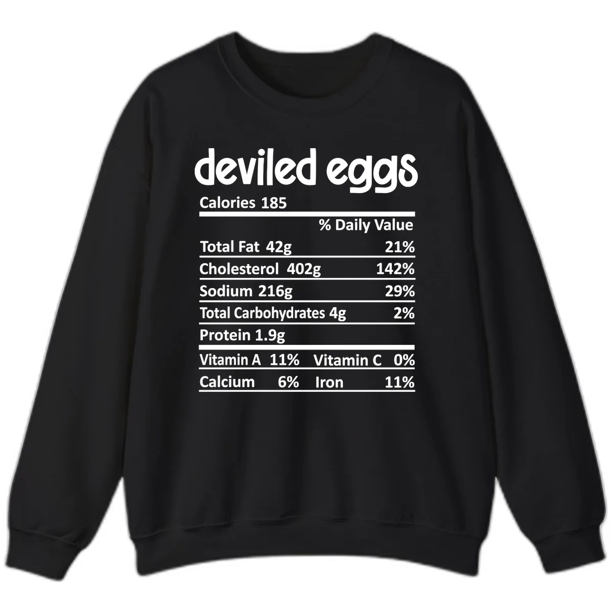 Deviled Eggs Nutrition Label Sweatshirt in Black