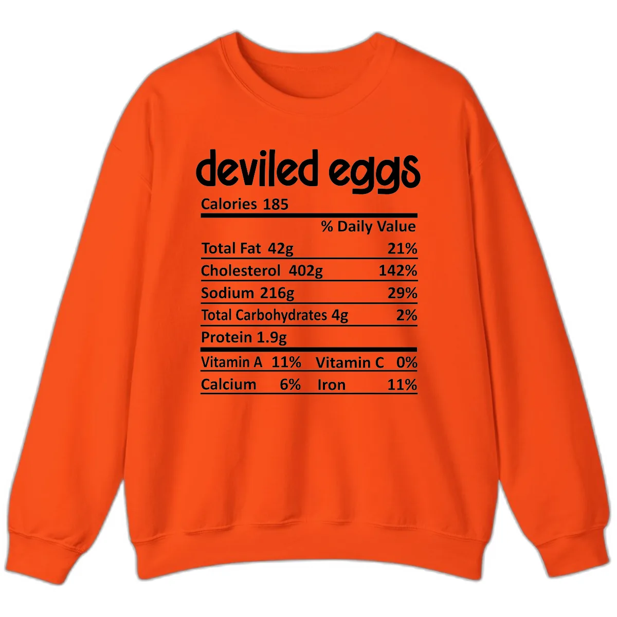 Deviled Eggs Nutrition Label Sweatshirt in Orange