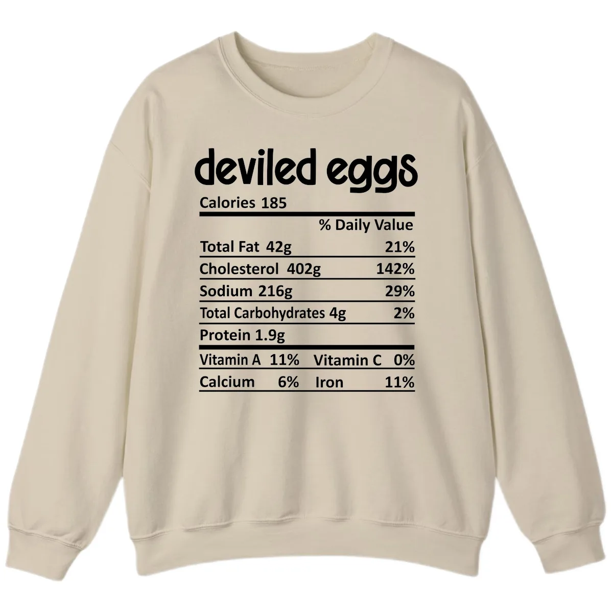 Deviled Eggs Nutrition Label Sweatshirt in Sand