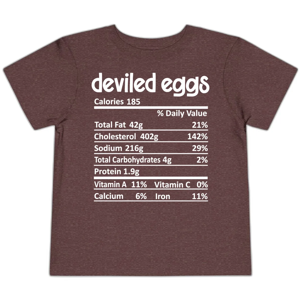 Deviled Eggs Nutrition Label Toddler T-Shirt in Heather Maroon