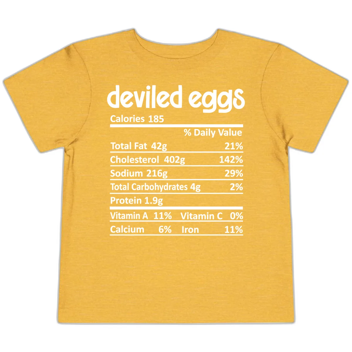 Deviled Eggs Nutrition Label Toddler T-Shirt in Heather Yellow Gold