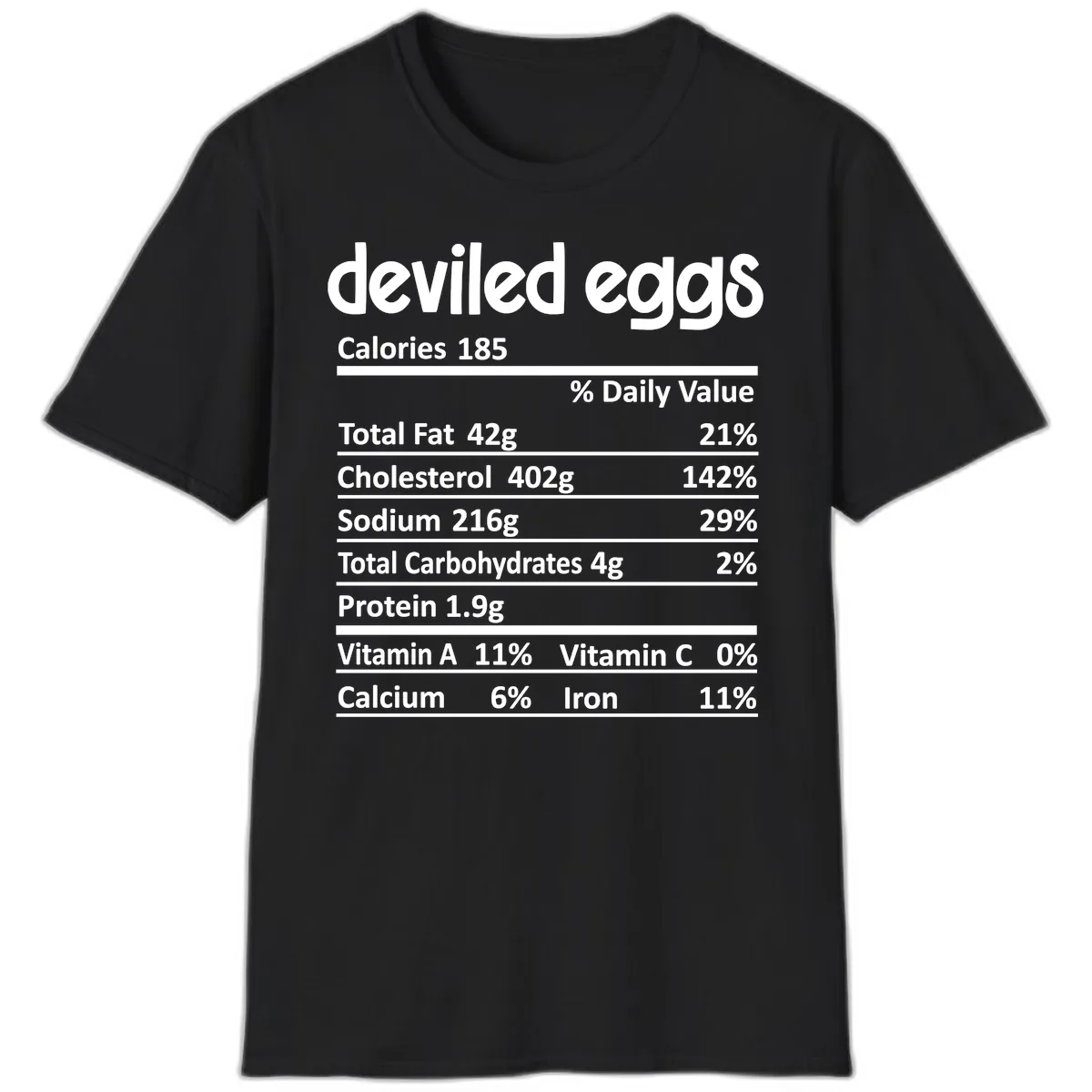 Deviled Eggs Nutrition Label T-Shirt in Black