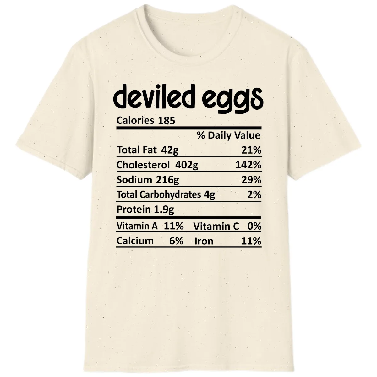 Deviled Eggs Nutrition Label T-Shirt in Natural
