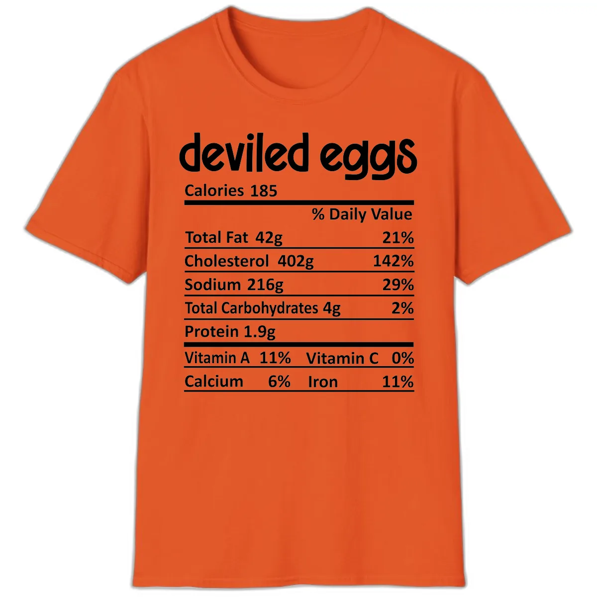 Deviled Eggs Nutrition Label T-Shirt in Orange