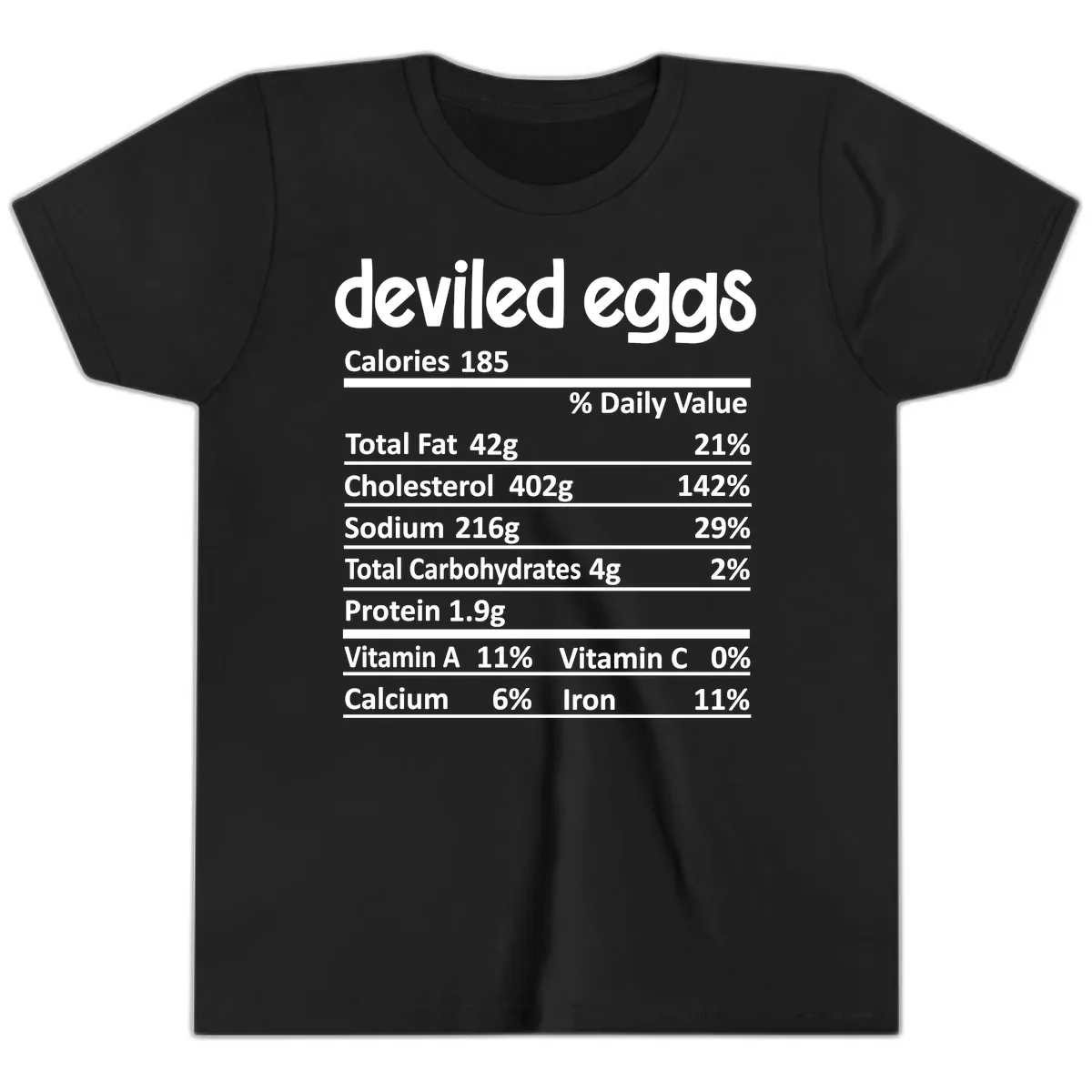 Deviled Eggs Nutrition Label Youth T-Shirt in Black