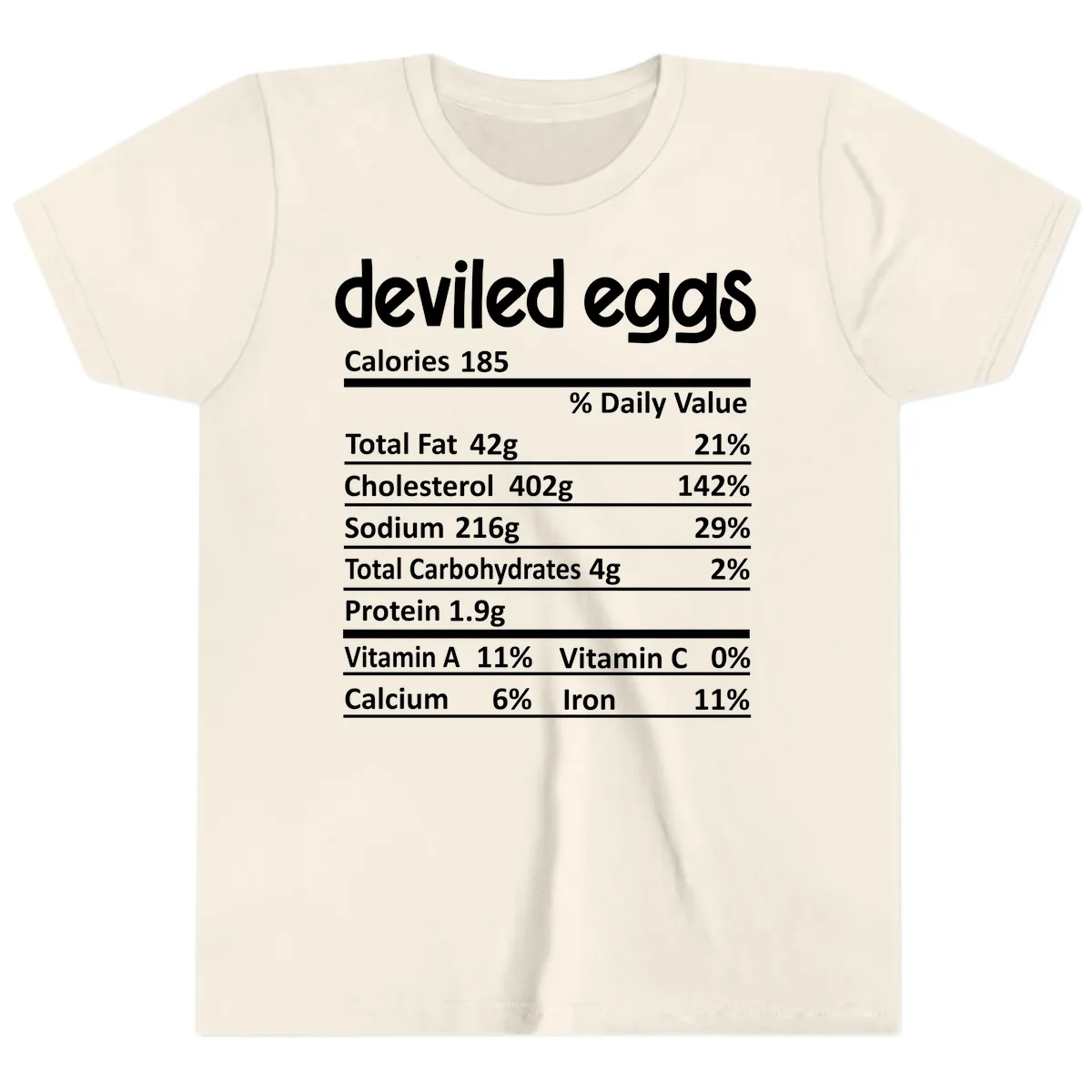 Deviled Eggs Nutrition Label Youth T-Shirt in Natural