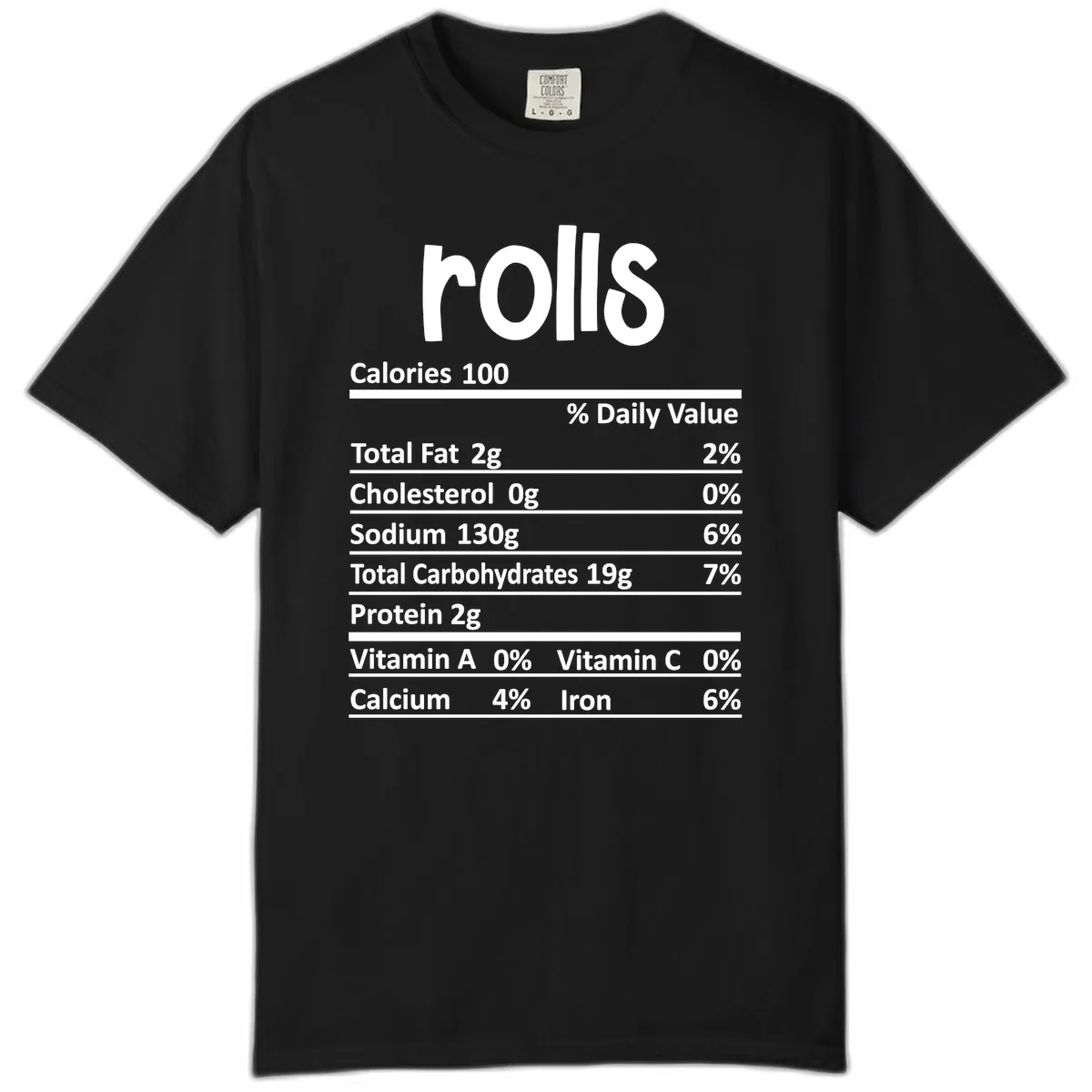 Thanksgiving Dinner Rolls Nutrition Facts Comfort Color in Black