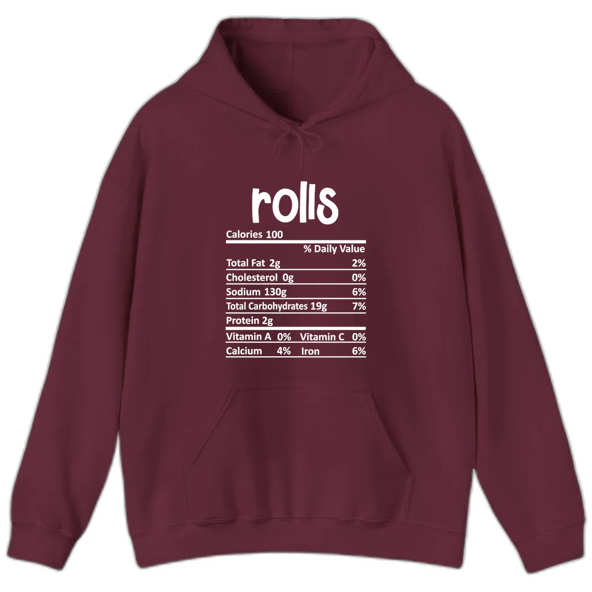 Thanksgiving Dinner Rolls Nutrition Facts Hoodie in Maroon