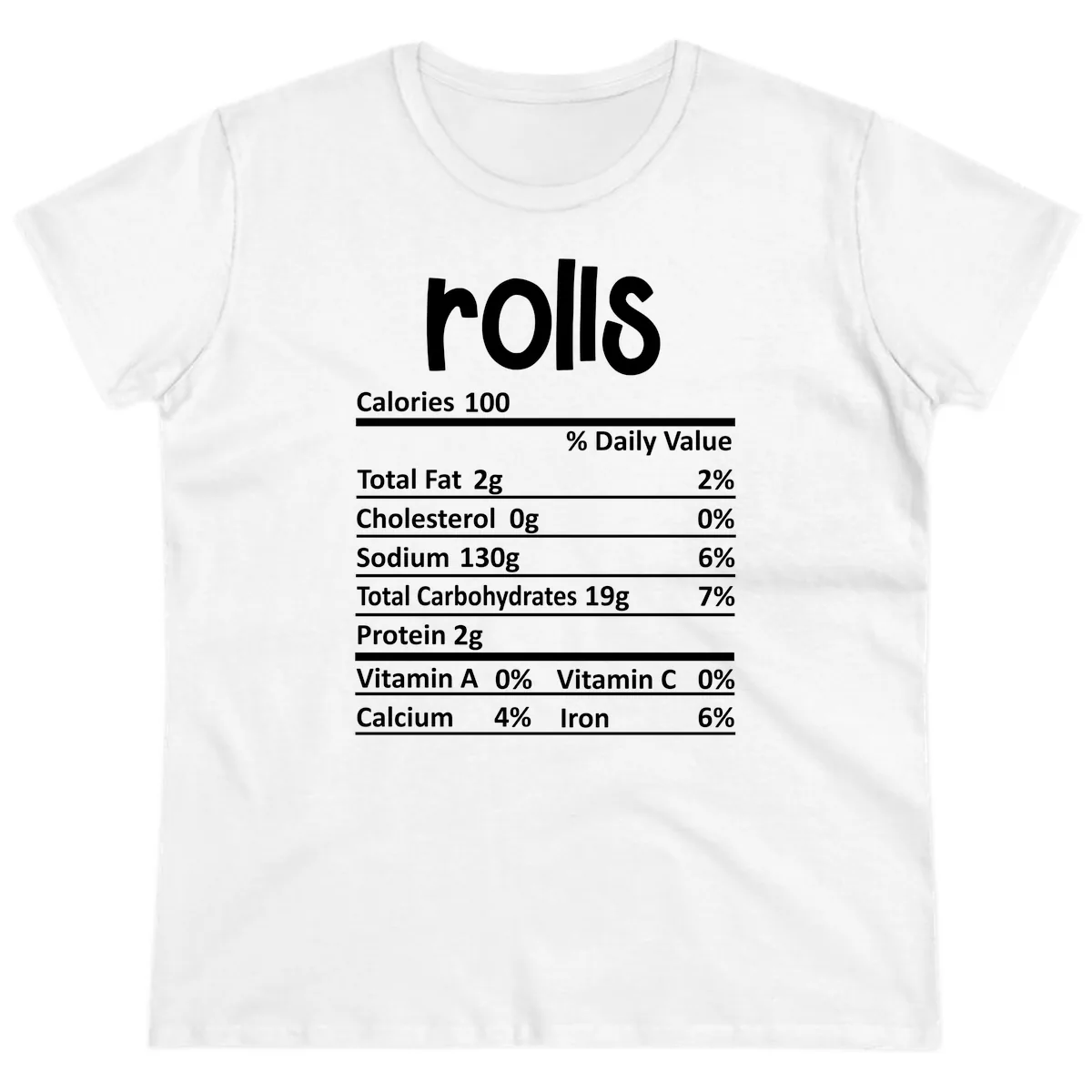 Thanksgiving Dinner Rolls Nutrition Facts Ladies Tee in White