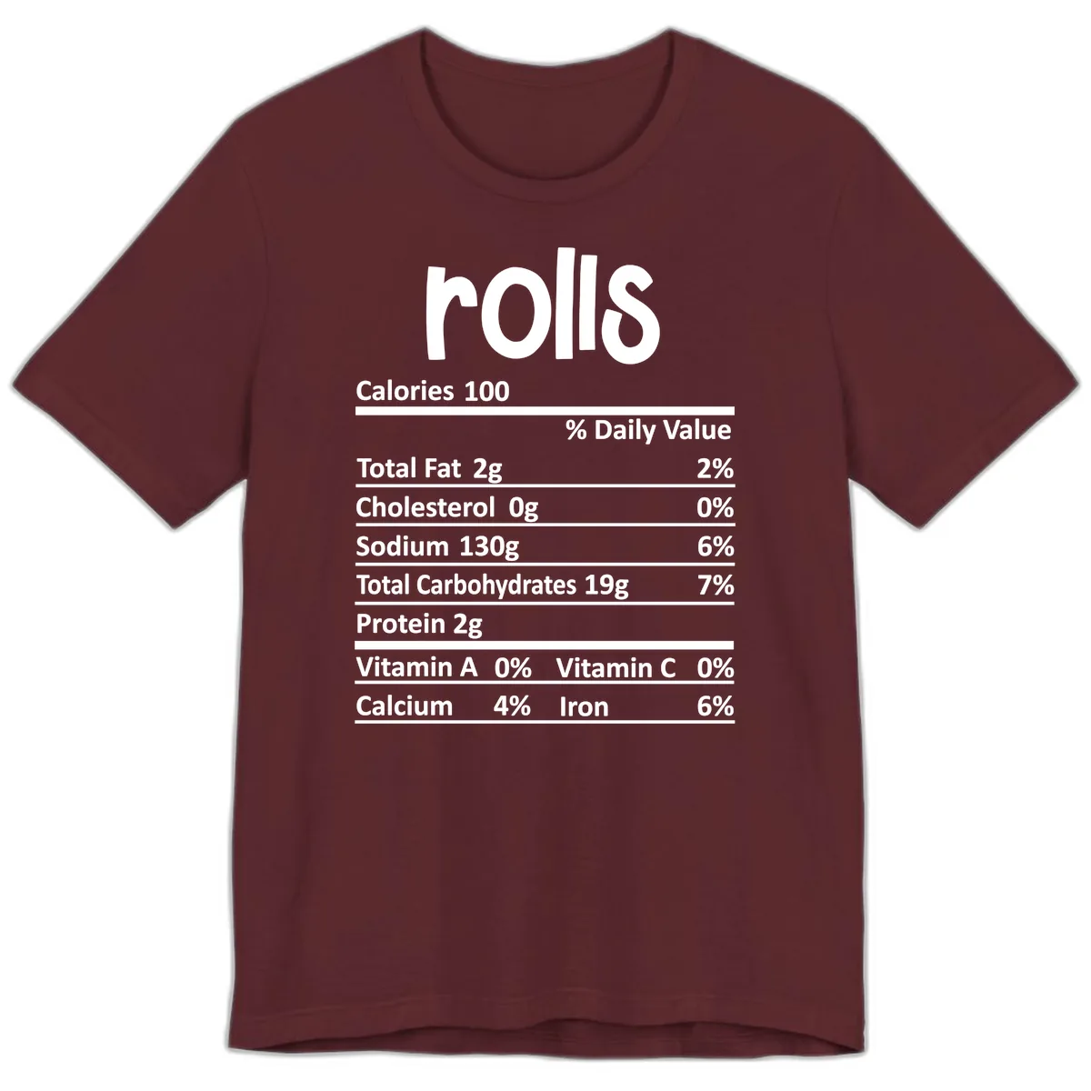 Thanksgiving Dinner Rolls Nutrition Facts Premium T-Shirt in Maroon