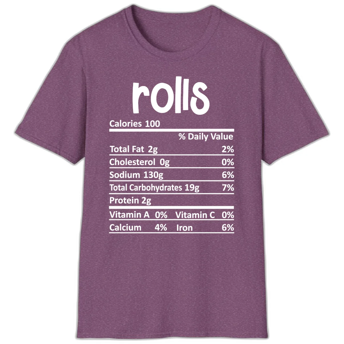 Thanksgiving Dinner Rolls Nutrition Facts T-Shirt in Heather Maroon