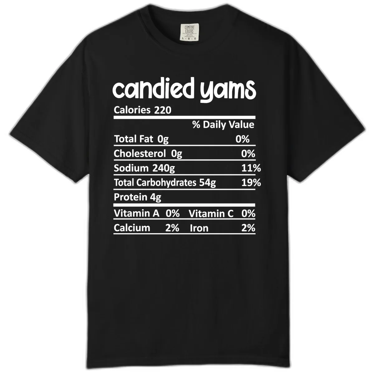 Candied Yams Nutrition Facts Comfort Color in Black