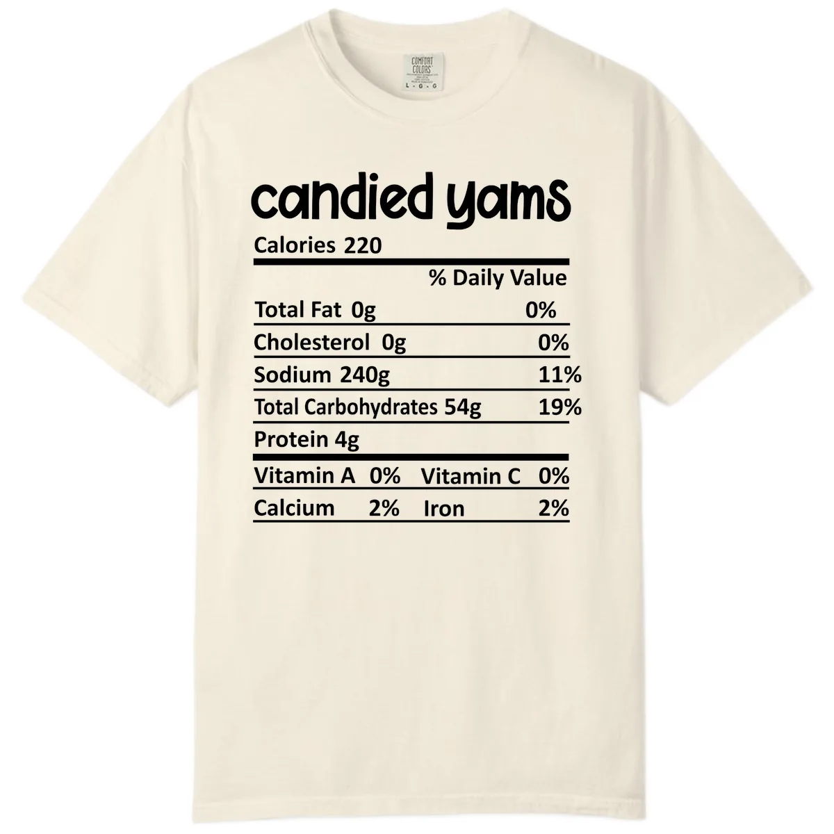 Candied Yams Nutrition Facts Comfort Color in Ivory