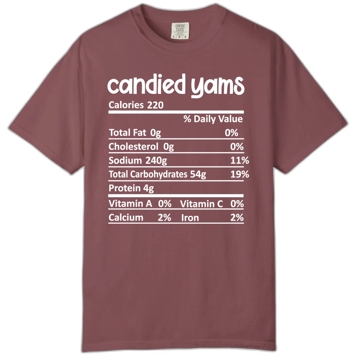 Candied Yams Nutrition Facts Comfort Color in Brick