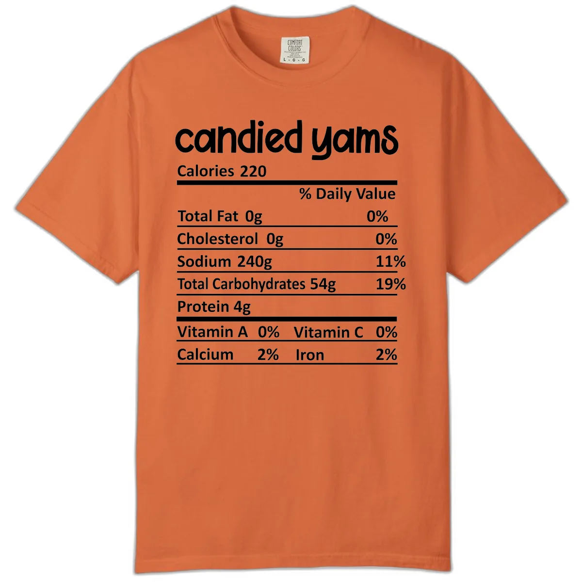 Candied Yams Nutrition Facts Comfort Color in Burnt Orange