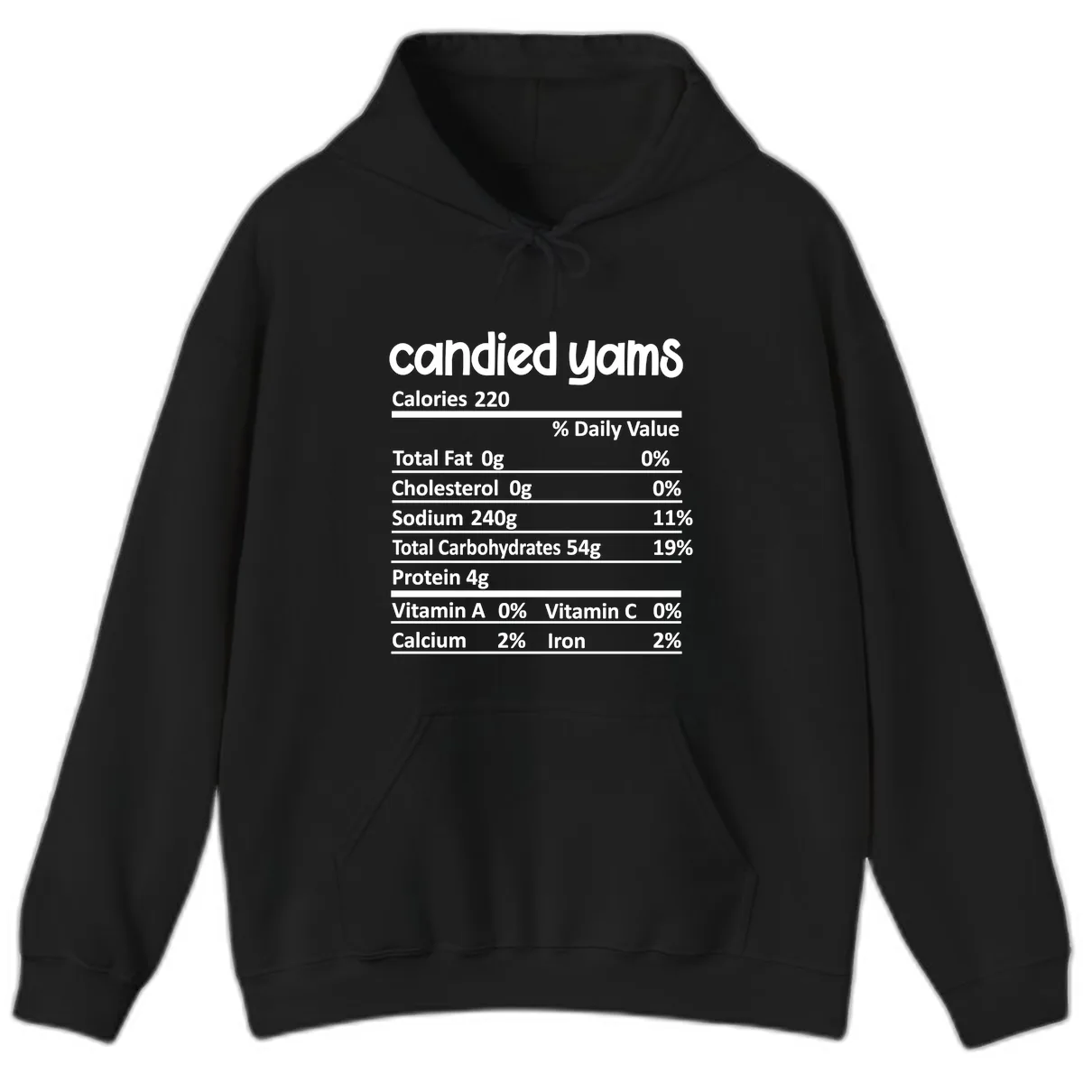 Candied Yams Nutrition Facts Hoodie in Black