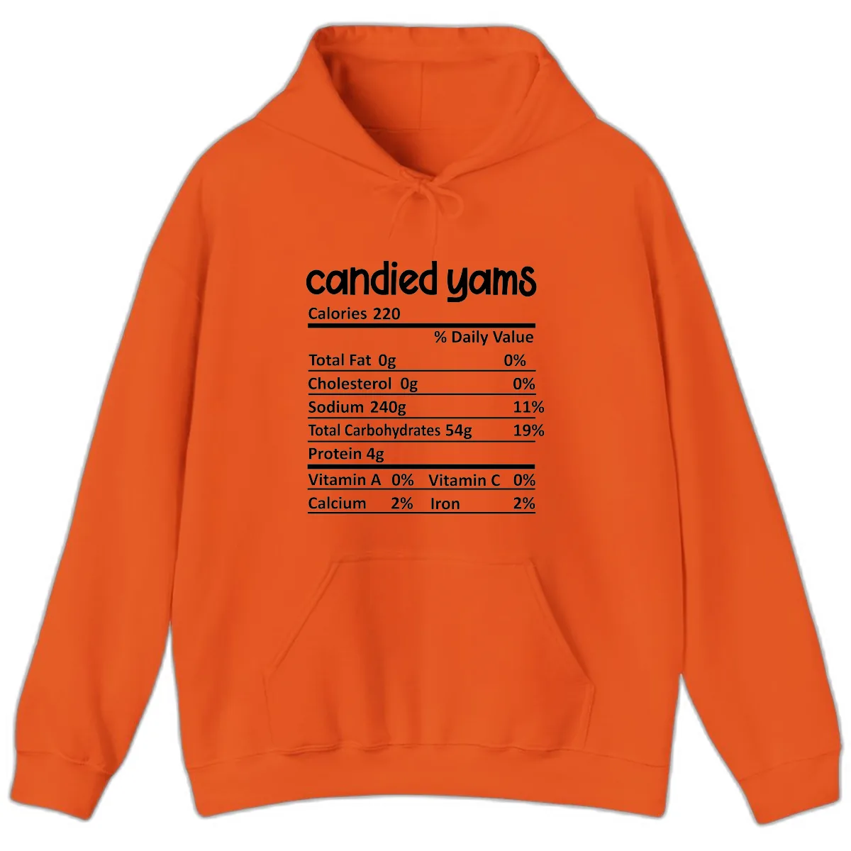 Candied Yams Nutrition Facts Hoodie in Orange
