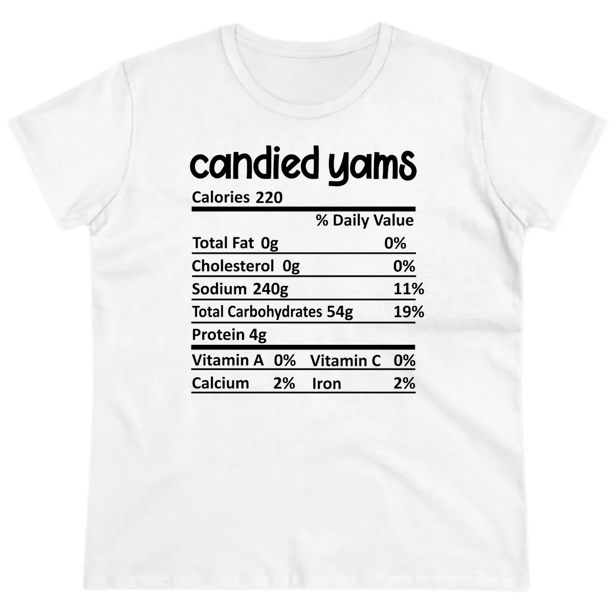 Candied Yams Nutrition Facts Ladies Tee in White