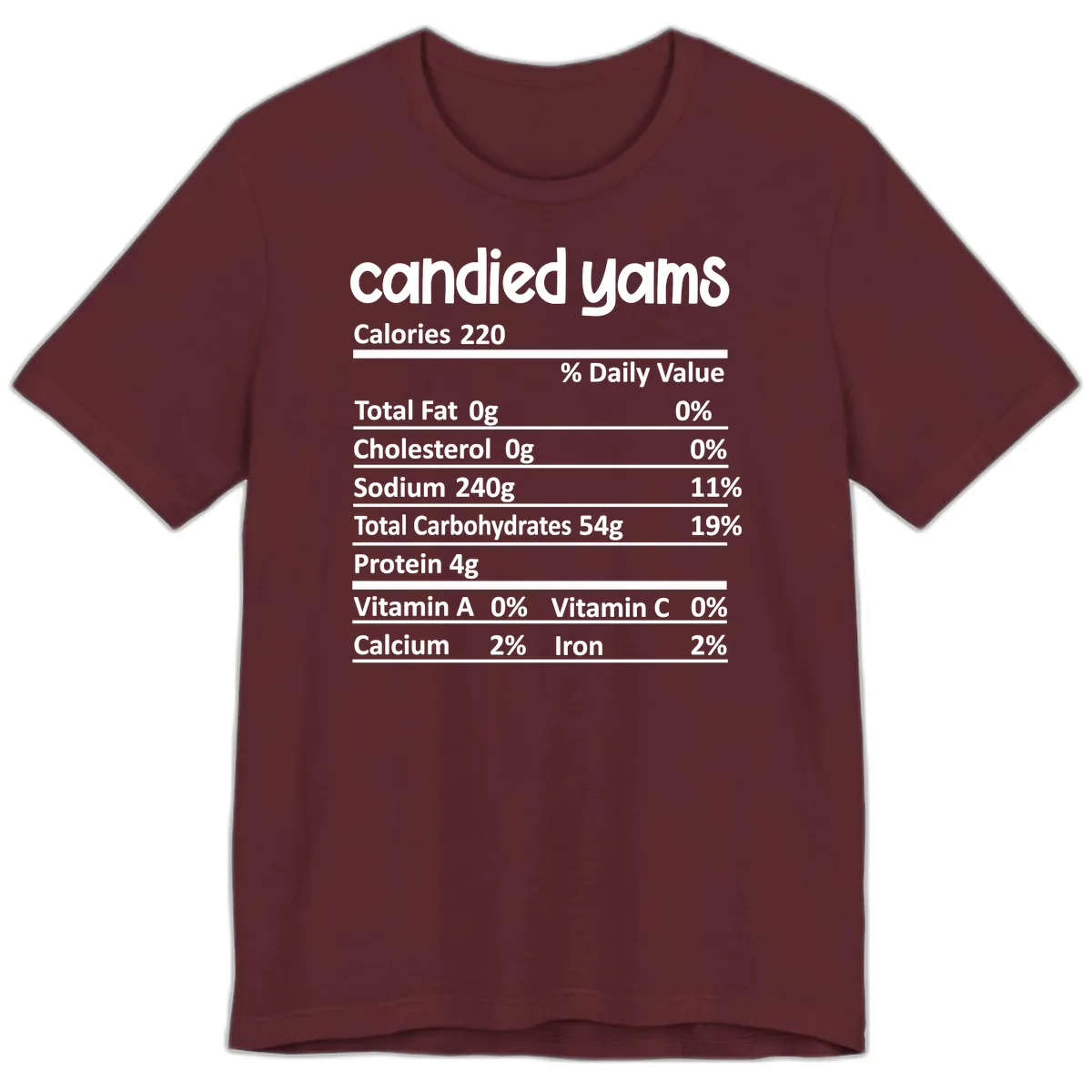 Candied Yams Nutrition Facts Premium T-Shirt in Maroon