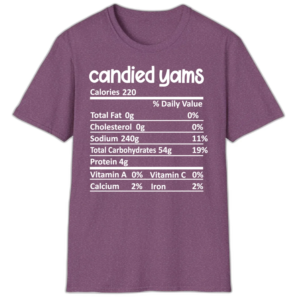 Candied Yams Nutrition Facts T-Shirt in Heather Maroon