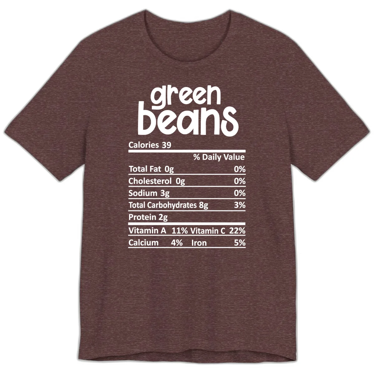 Green Beans Nutrition Label Premium T-Shirt in Heather Maroon