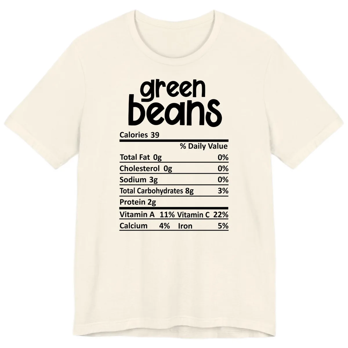 Green Beans Nutrition Label Premium T-Shirt in Natural
