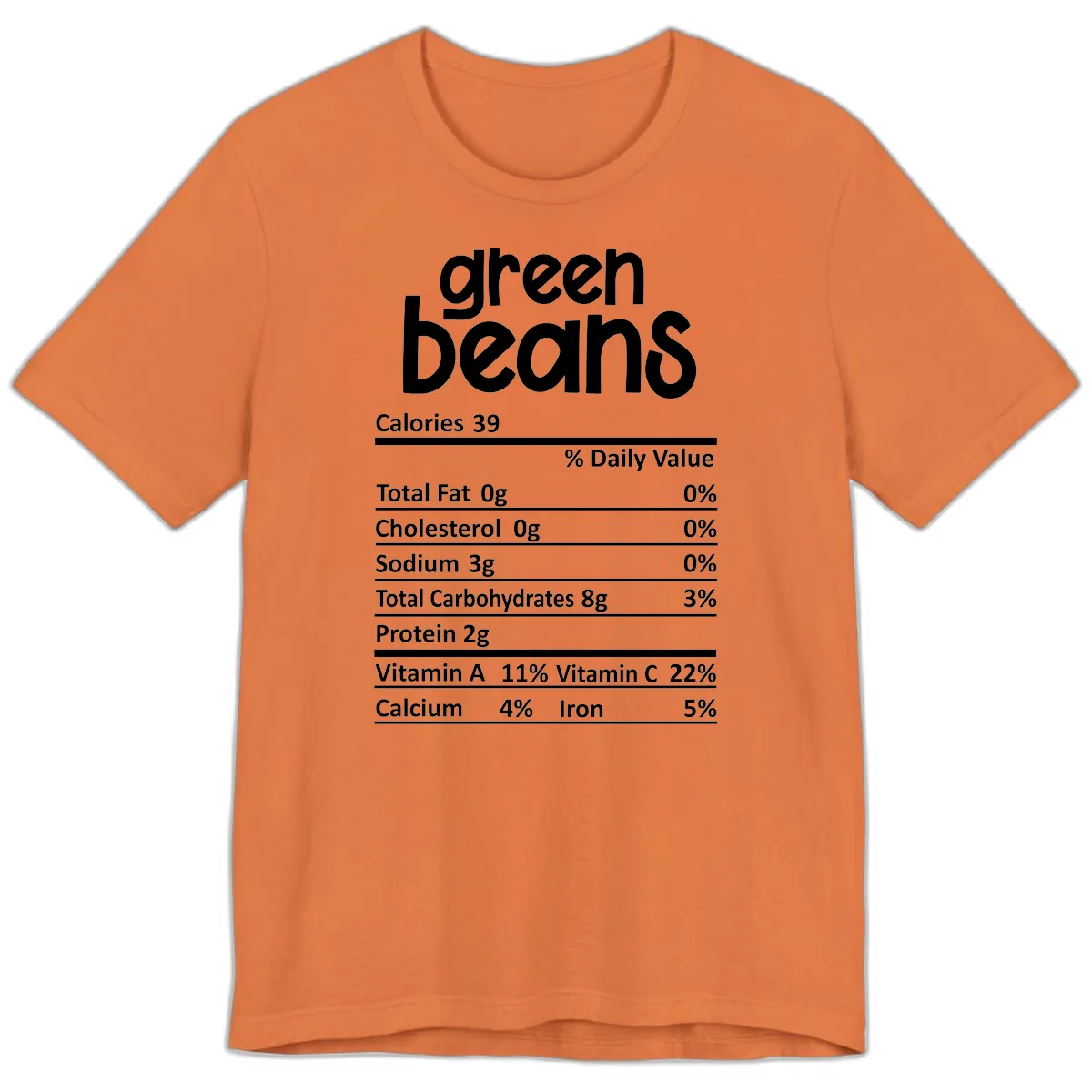 Green Beans Nutrition Label Premium T-Shirt in Burnt Orange