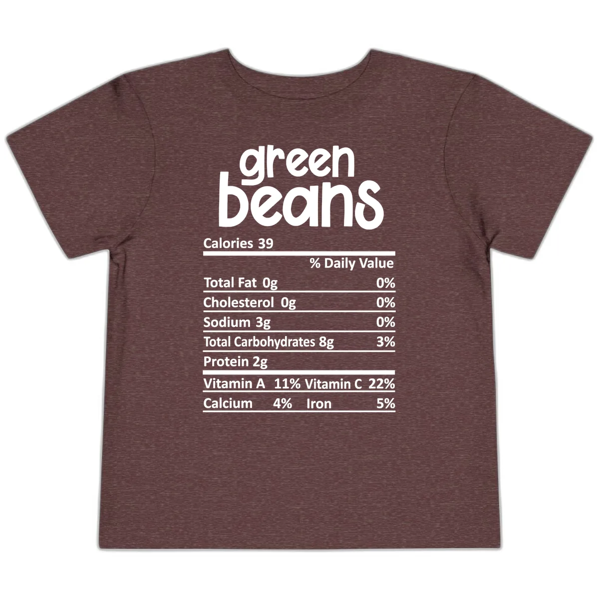 Green Beans Nutrition Label Toddler T-Shirt in Heather Maroon
