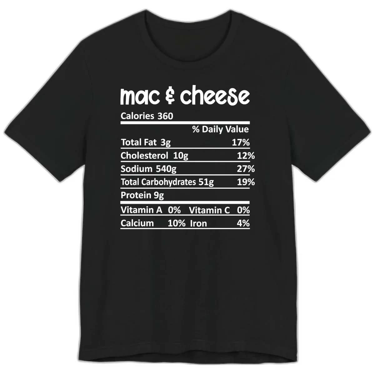 Mac & Cheese Nutrition Facts Premium T-Shirt in Black
