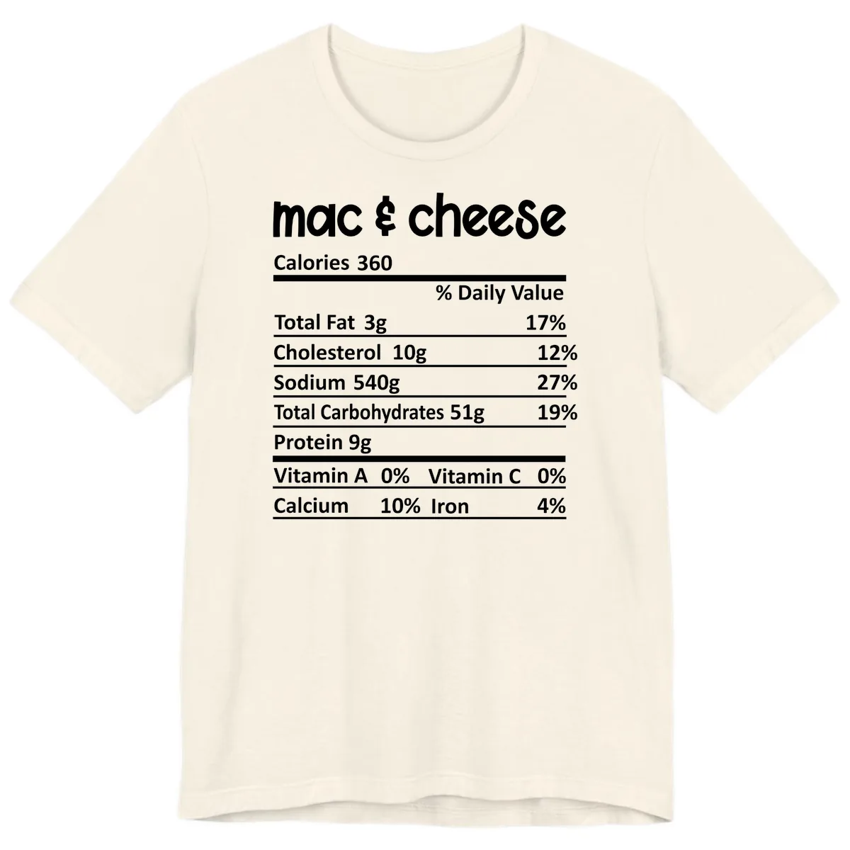 Mac & Cheese Nutrition Facts Premium T-Shirt in Natural