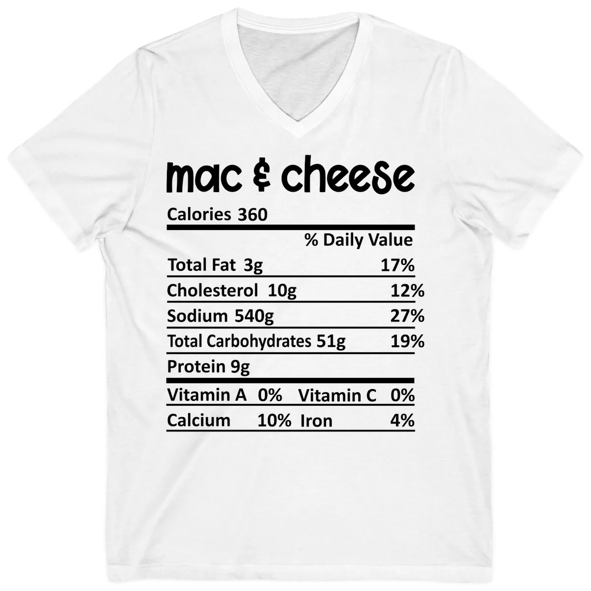 Mac & Cheese Nutrition Facts V-Neck in White