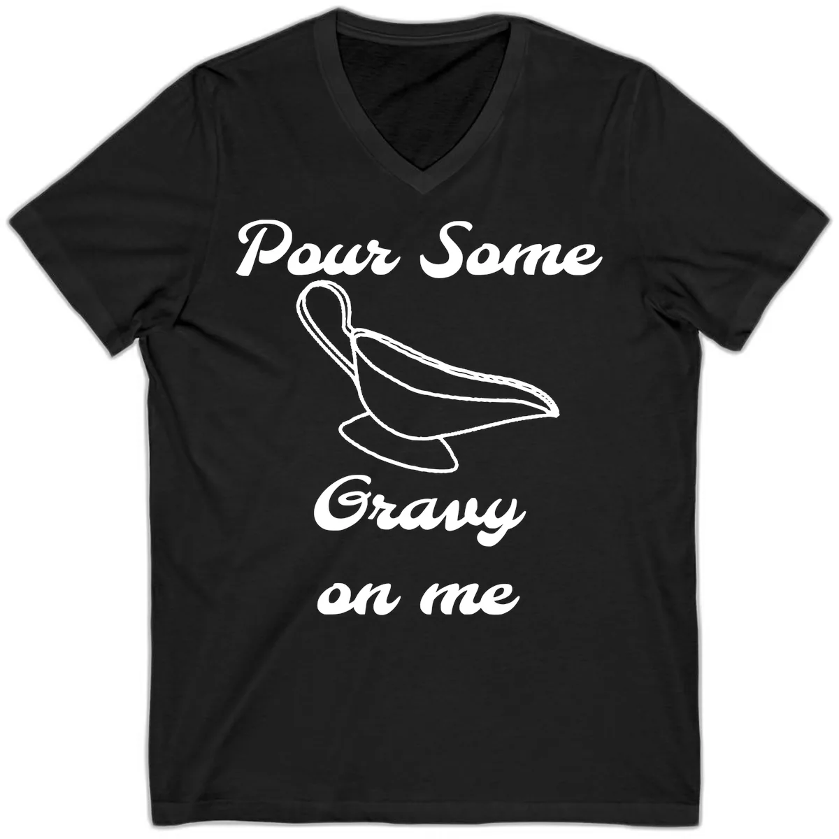 Pour Some Gravy On Me Gravy Boat V-Neck in Black
