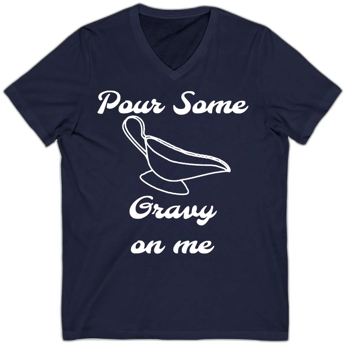 Pour Some Gravy On Me Gravy Boat V-Neck in Navy