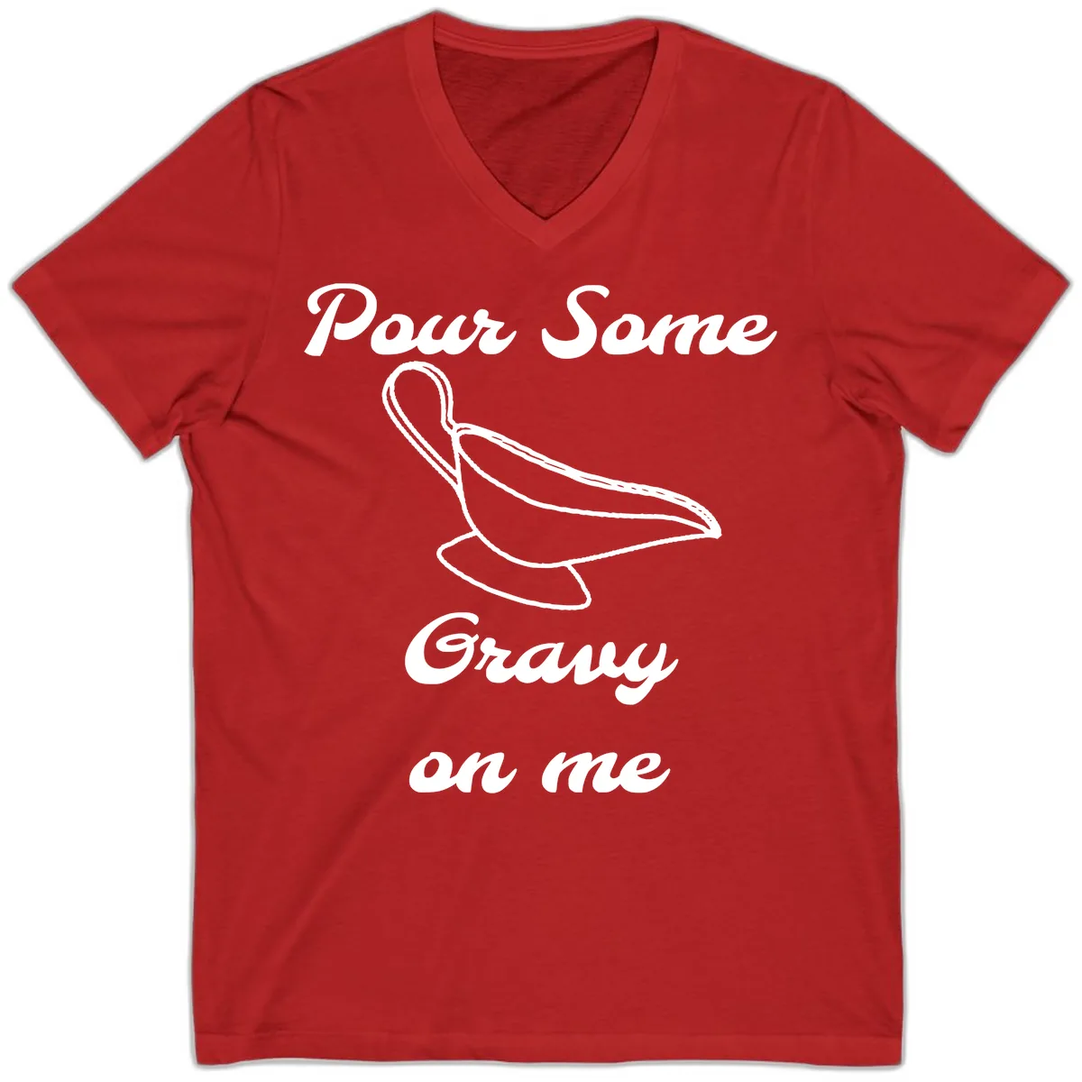 Pour Some Gravy On Me Gravy Boat V-Neck in Red