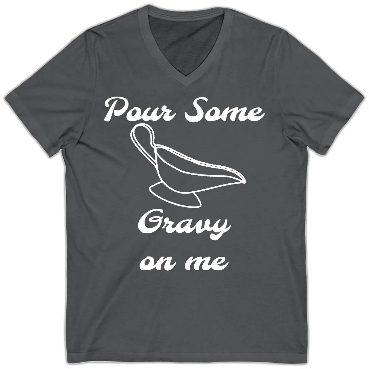 Pour Some Gravy On Me Gravy Boat V-Neck in Asphalt