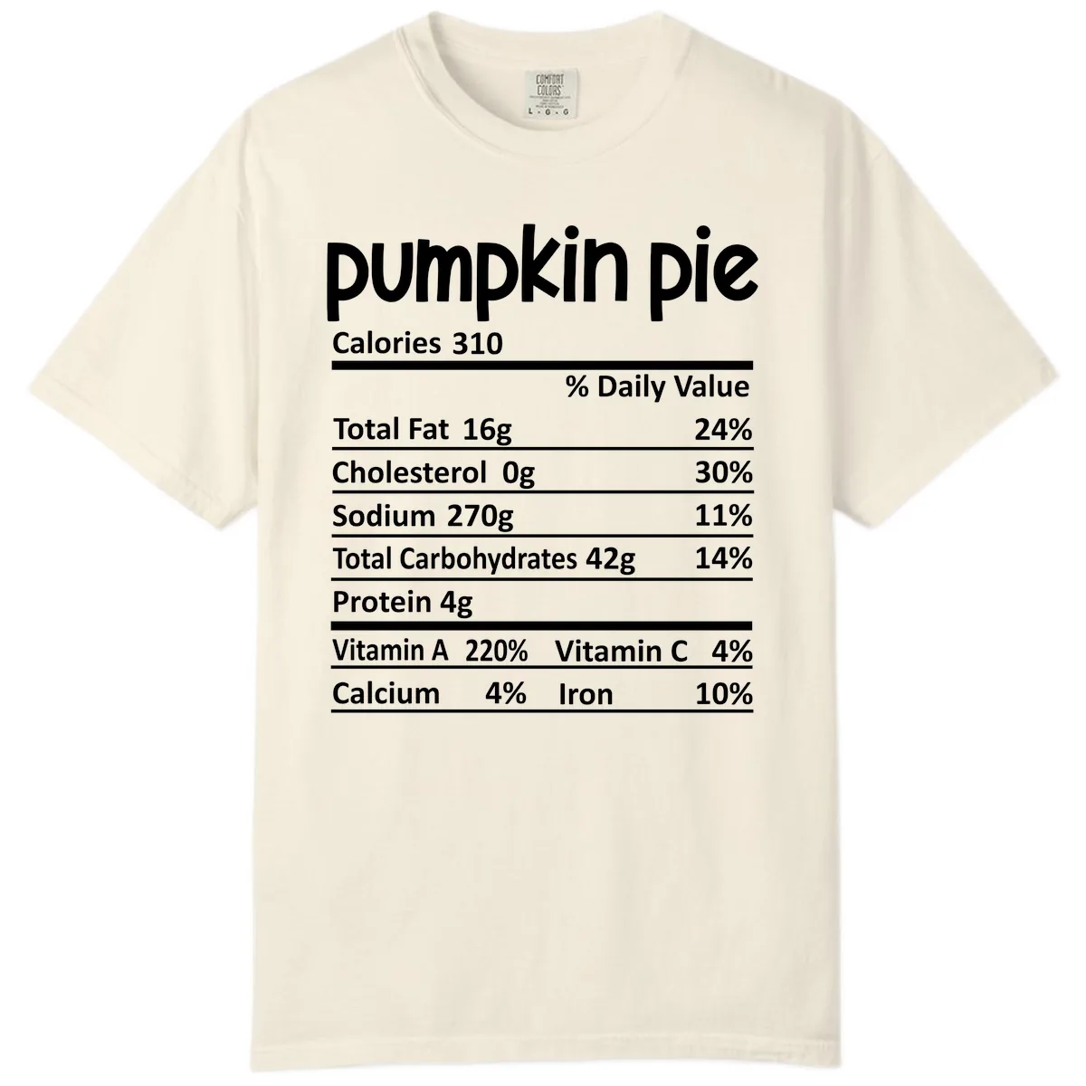 Pumpkin Pie Nutrition Facts Comfort Color in Ivory