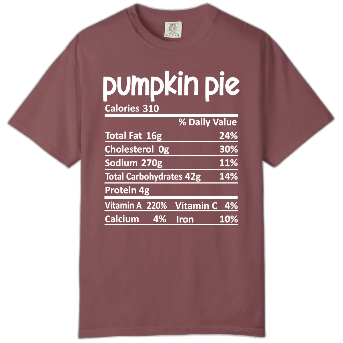 Pumpkin Pie Nutrition Facts Comfort Color in Brick