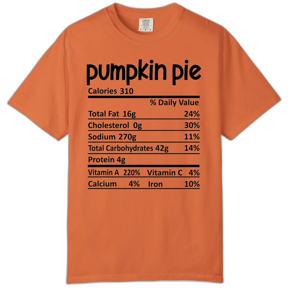 Pumpkin Pie Nutrition Facts Comfort Color in Burnt Orange