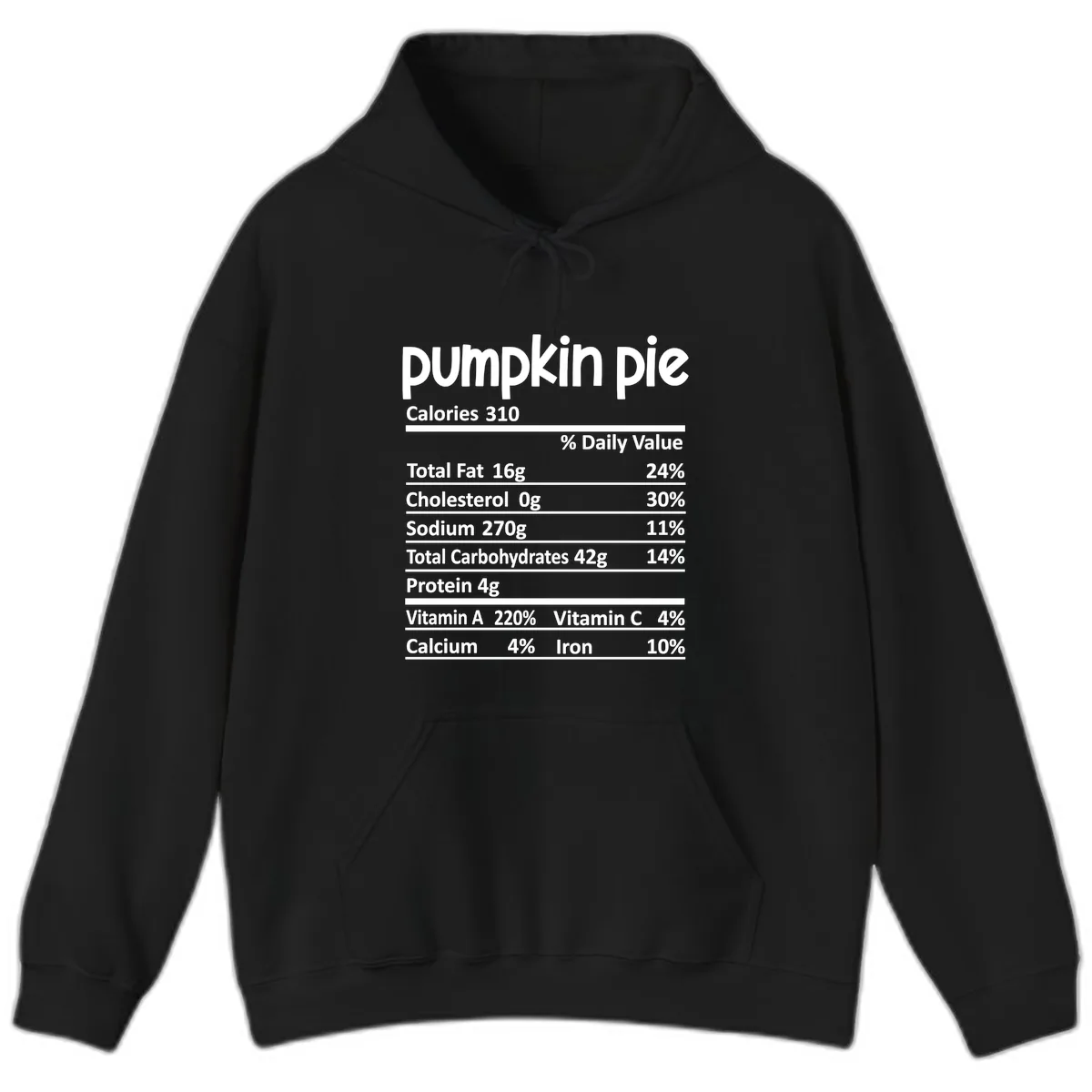 Pumpkin Pie Nutrition Facts Hoodie in Black