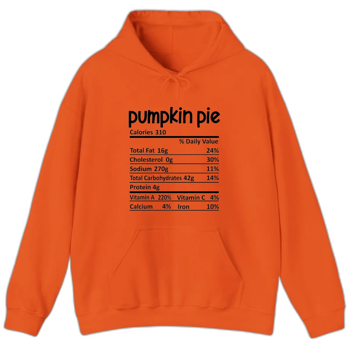 Pumpkin Pie Nutrition Facts Hoodie in Orange