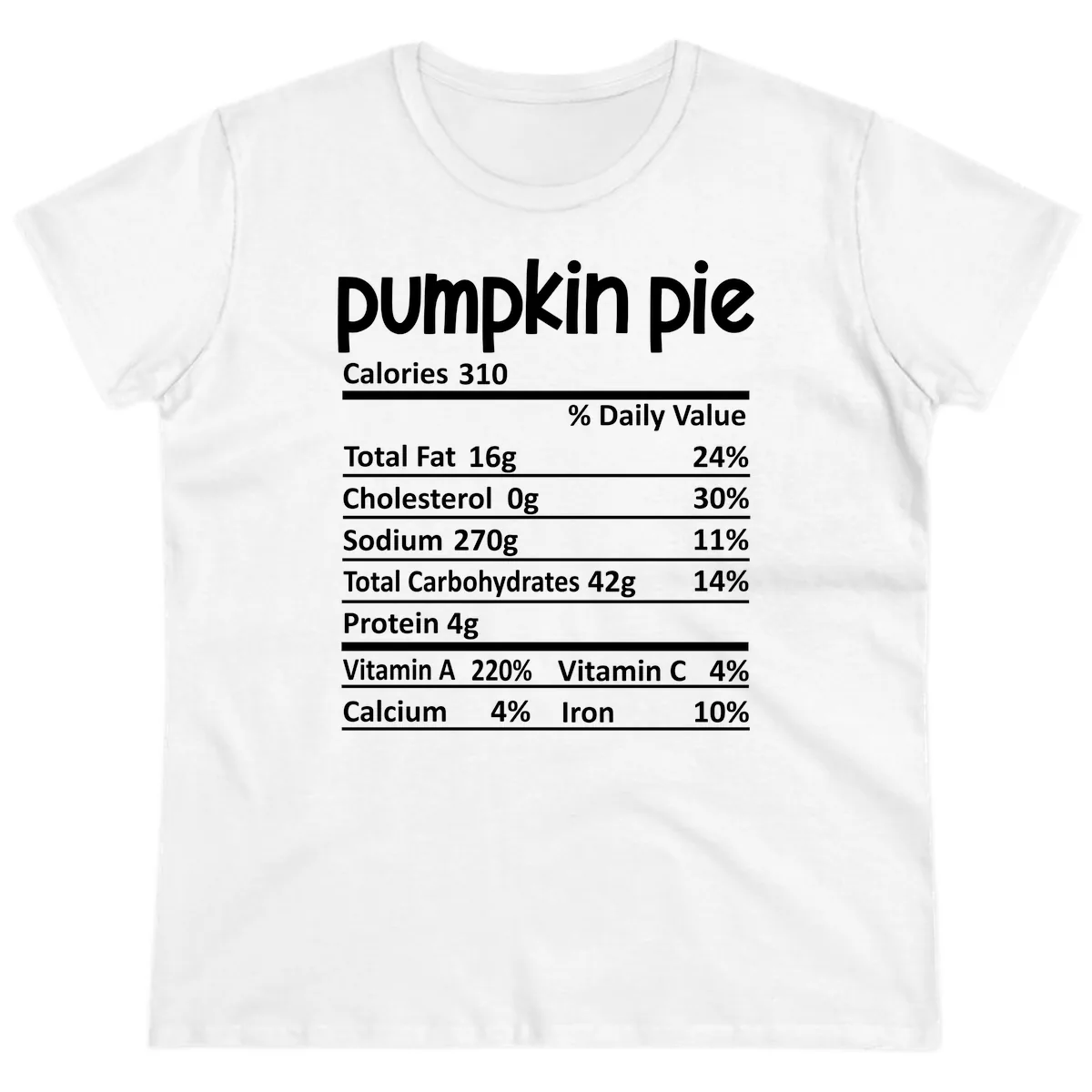Pumpkin Pie Nutrition Facts Ladies Tee in White