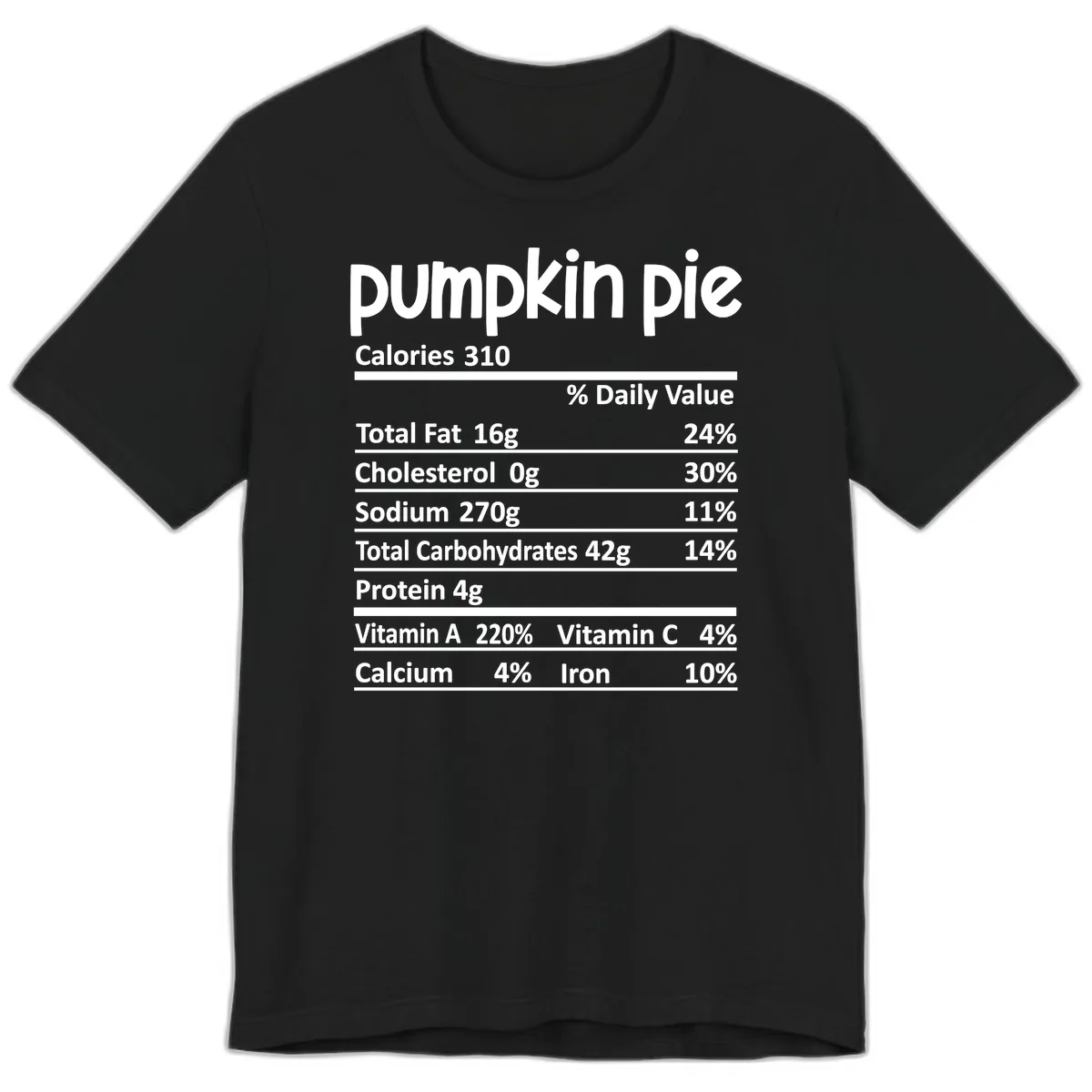 Pumpkin Pie Nutrition Facts Premium T-Shirt in Black