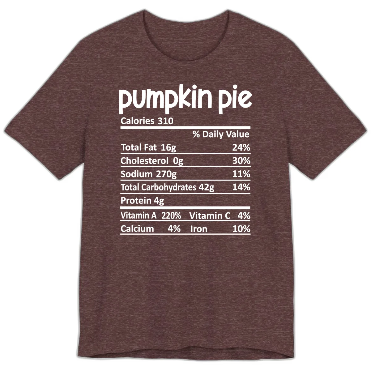 Pumpkin Pie Nutrition Facts Premium T-Shirt in Heather Maroon