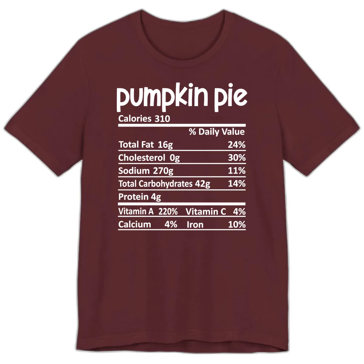 Pumpkin Pie Nutrition Facts Premium T-Shirt in Maroon