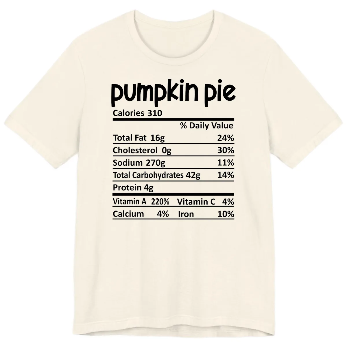 Pumpkin Pie Nutrition Facts Premium T-Shirt in Natural